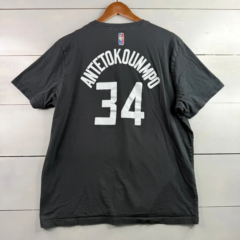 Nike Shirt Mens XL Black Milwaukee Bucks Giannis Antetokounmpo 34 Tee